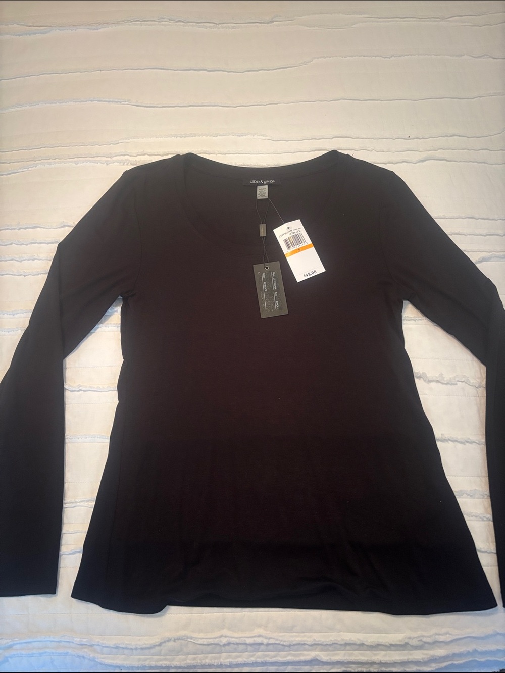 Cable & Gauge Black Long Sleeve Scoop Neck Top